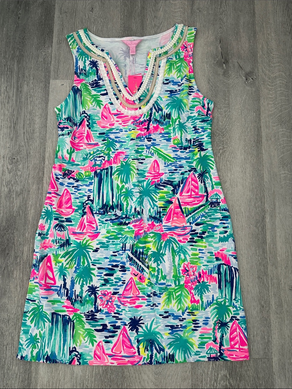 Lilly Pulitzer Ansley Tropical Sailboat Shift Dress  NWT small